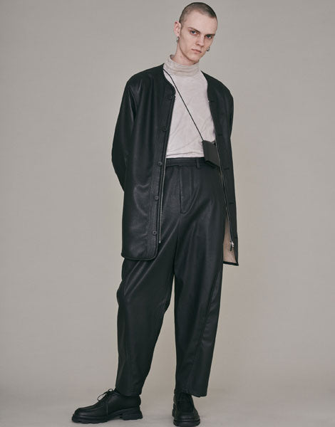  SYNTHETIC LEATHER x BELTED BALLOON TROUSERS  