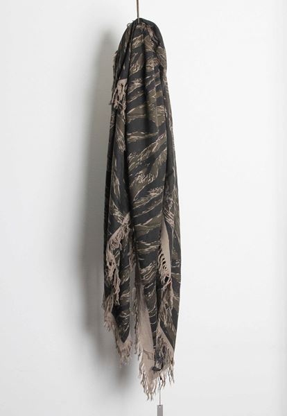  レーヨンシルクツイル タイガーカモ フリンジストール  