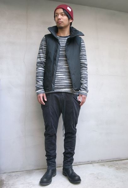 タイプライターレザータ加工 ダウンベスト