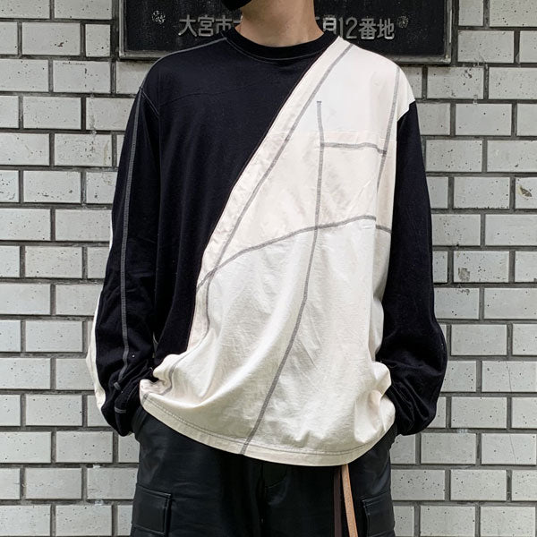MERCERIZED CO JERSEY VESSEL PANELED L/S TEE