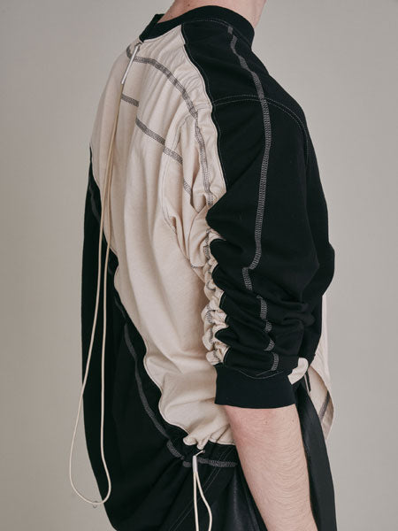 MERCERIZED CO JERSEY VESSEL PANELED L/S TEE