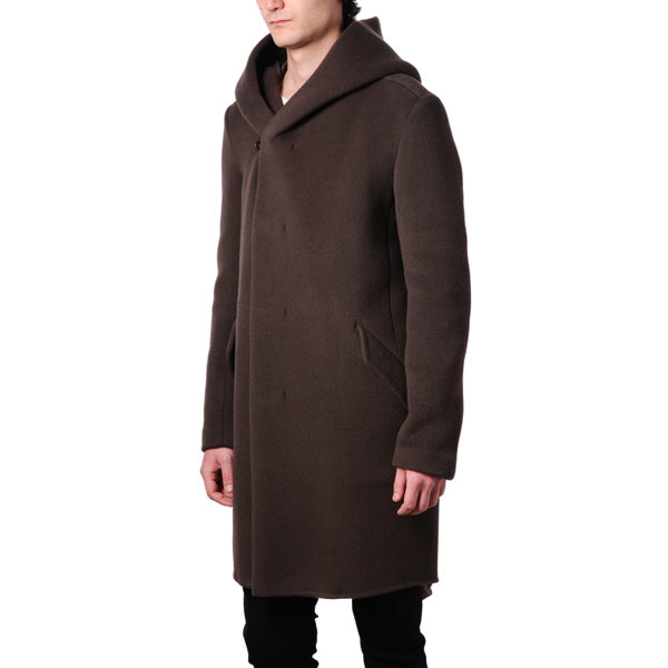 カシミヤ混Wフェイスビーバー フーデッドコート