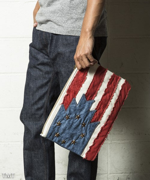 NATIVE U.S.FLAG CLUTCH BAG