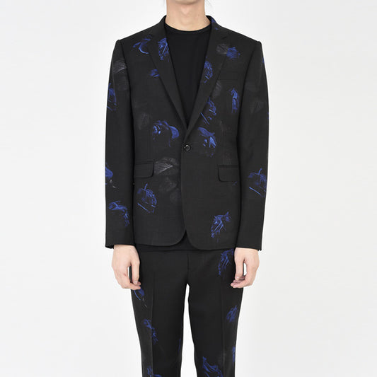  1B JACKET WOOL GABARDINE INKJET ROSE PHOTO  