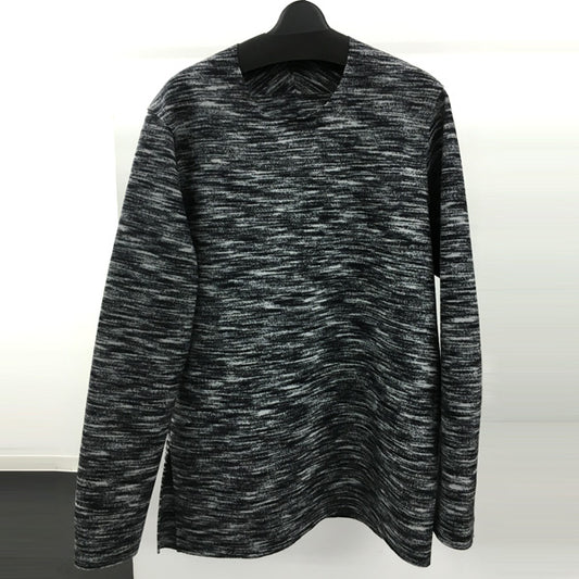  カシミヤ混ストレッチ絣フラノ クルーネックL/S  