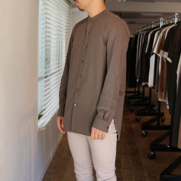 100/2 ギザタイプライター バンドカラーロングシャツ