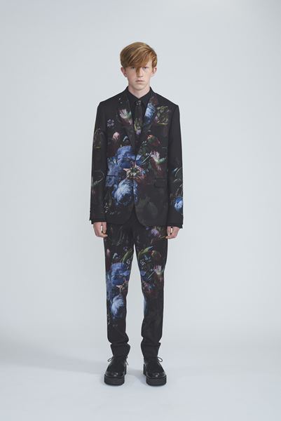  WOOL GABARDINE INKJET TIE FLOWER OIL PAINTING  