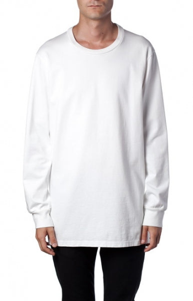  20/1 度詰天竺 クルーネックL/S (WHITE/L.GRAY)  
