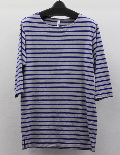  Co/Ry/Li天竺ボーダー ボートネック7分袖  