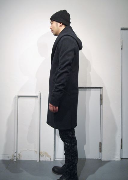 KAZUYUKI KUMAGAI カシミヤ混ストレッチメルトン フーデッドコート