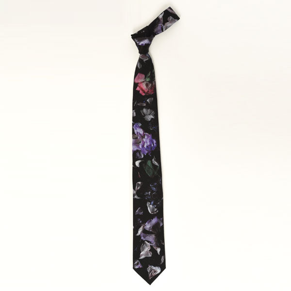 WOOL GABARDINE INKJET TIE (REAL FLOWER)