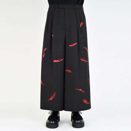  2TUCK CROPPED WOOL GABARDINE INKJET (FALLEN LEAVE)  