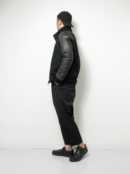 追撚ウールギャバワッシャー ベルト付ワイドテーパードパンツ