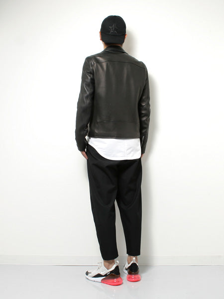 追撚ウールギャバワッシャー ベルト付ワイドテーパードパンツ