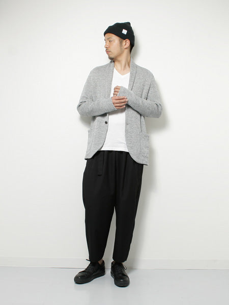 追撚ウールギャバワッシャー ベルト付ワイドテーパードパンツ