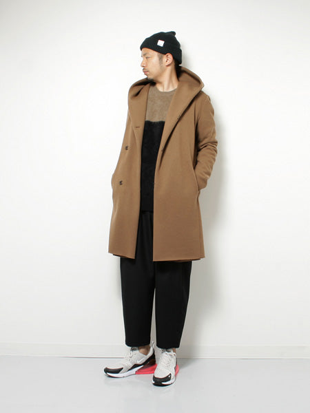 追撚ウールギャバワッシャー ベルト付ワイドテーパードパンツ