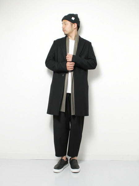 追撚ウールギャバワッシャー ベルト付ワイドテーパードパンツ