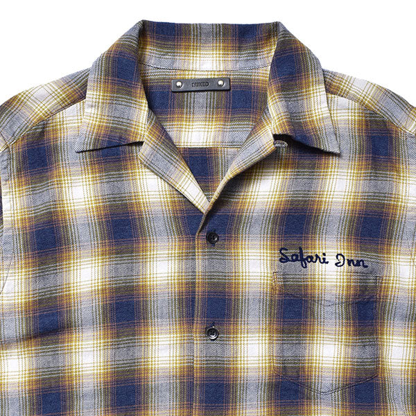 Ombre Check Flannel EMB Open Collar SH