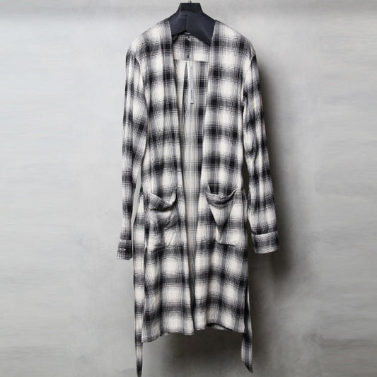  超長綿ネルチェック ローブコート  
