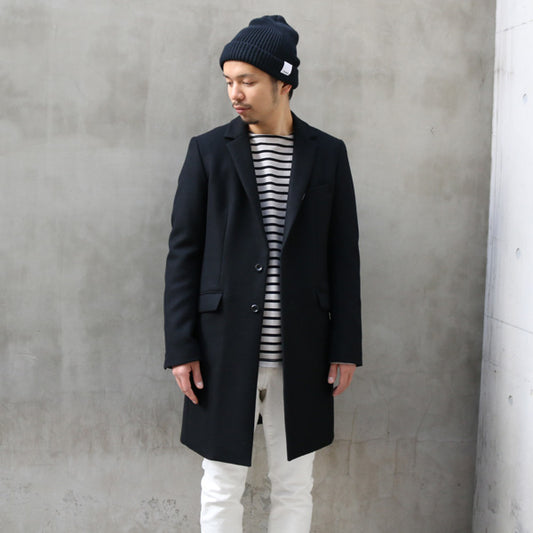  カシミヤ混平二重メルトン チェスターコート  