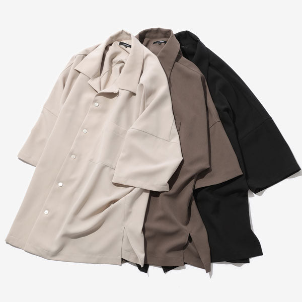 PE LIGHT TROPICAL DOLMAN S/S OPEN COLLAR SHIRT