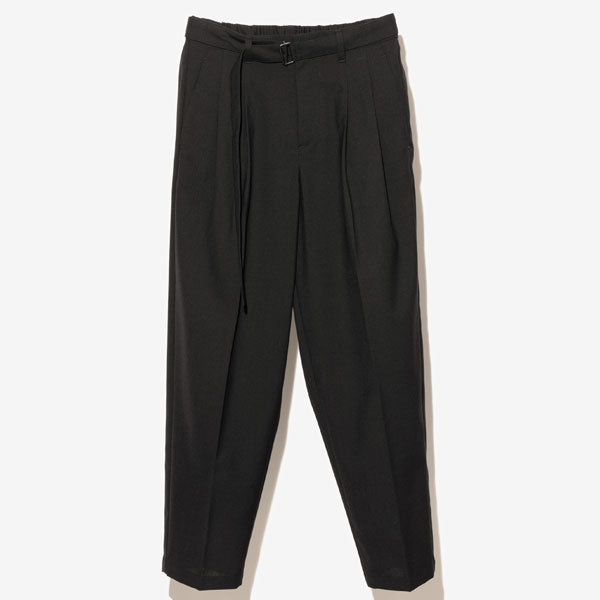 HARD TWISTED WOOL TROPICAL BELTED PANTS