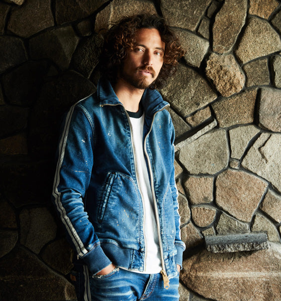 SWEATLIKE-INDIGO DENIM TRACK JACKET