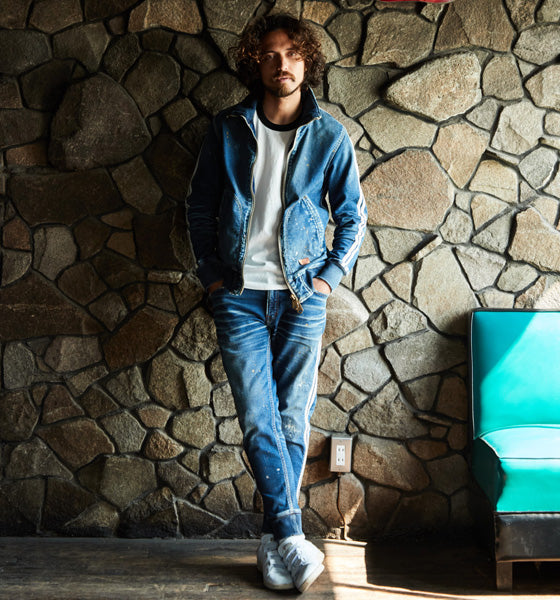 SWEATLIKE-INDIGO DENIM TRACK JACKET