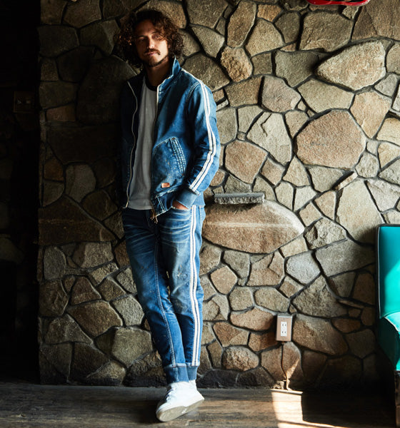 SWEATLIKE-INDIGO DENIM TRACK JACKET