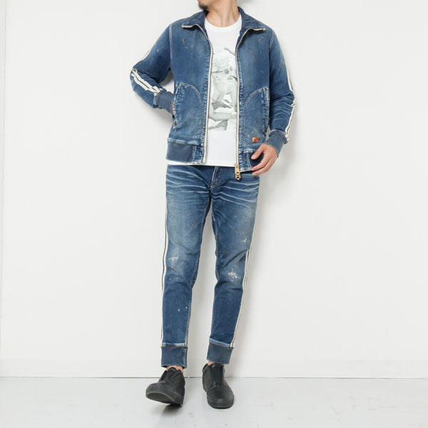 SWEATLIKE-INDIGO DENIM TRACK JACKET