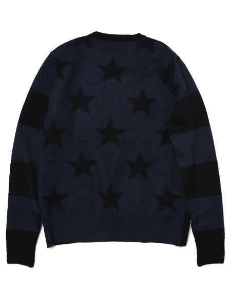 star switching border mohair knit