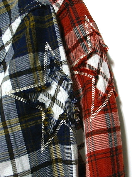 washed nel western check shirts