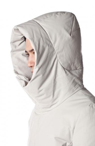 ナイロンコットンタッサー フーデッドダウン