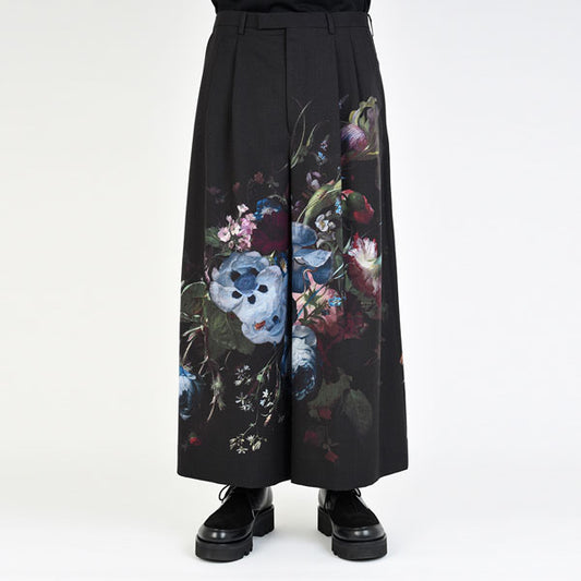  2TUCK CROPPED WOOL GABARDINE INKJET (FLOWER)  