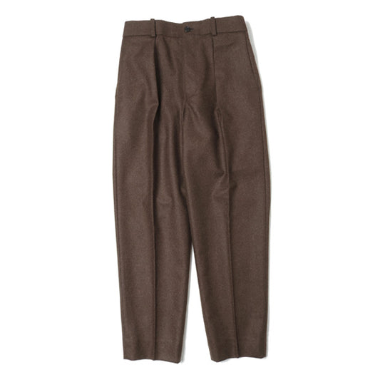  FRONT PLEATS PEGTOP BLACK WOOL JAPAN FLANNEL  