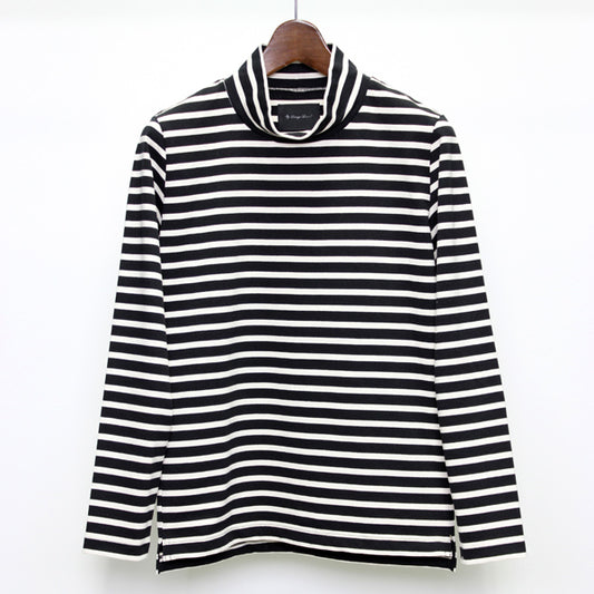  エーゲ海空紡天竺 ボーダーモックネック  
