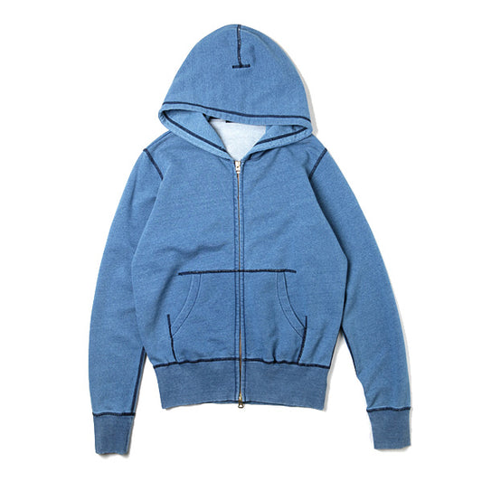  INDIGO FRENCH TERRY ZIP PARKA  