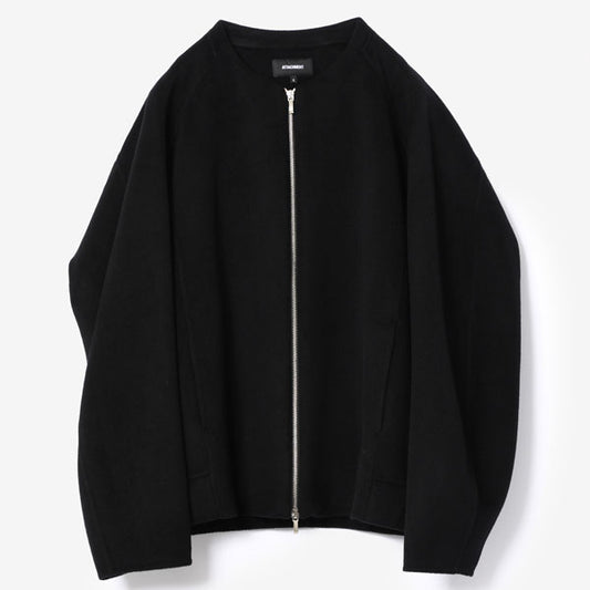  W/Ca DOUBLE FACE BEAVER COLLARLESS ZIP UP JACKET  