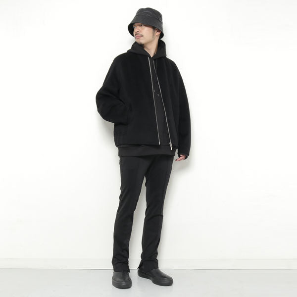W/Ca DOUBLE FACE BEAVER COLLARLESS ZIP UP JACKET