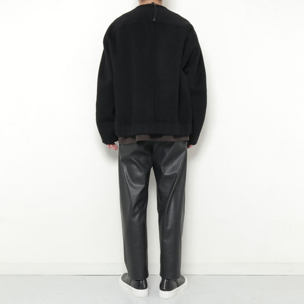 W/Ca DOUBLE FACE BEAVER COLLARLESS ZIP UP JACKET
