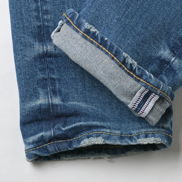 CUSTOMIZED STRETCH DENIM SLIM PANTS