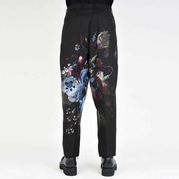 2TUCK TAPERED WIDE WOOL GABARDINE INKJET (FLOWER)