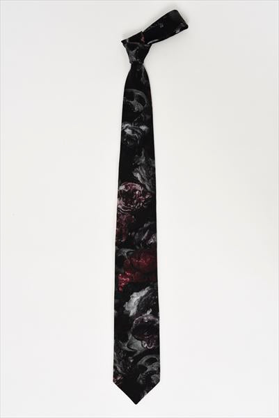  WOOL GABARDINE INKJET TIE FLOWER SKULL  