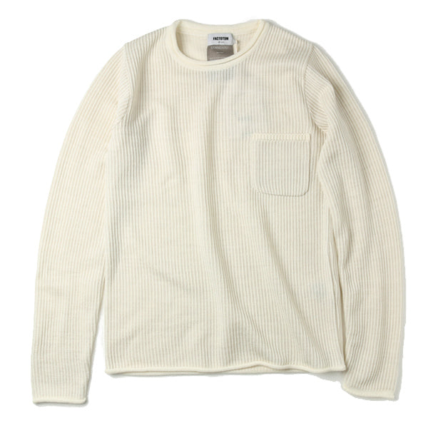 リブ編みニット クルーネック