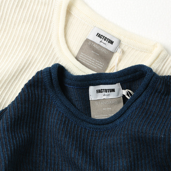 リブ編みニット クルーネック