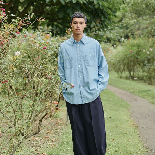  PLEATED WIDE TROUSERS ORGANIC WOOL HEAVY TROPICAL  