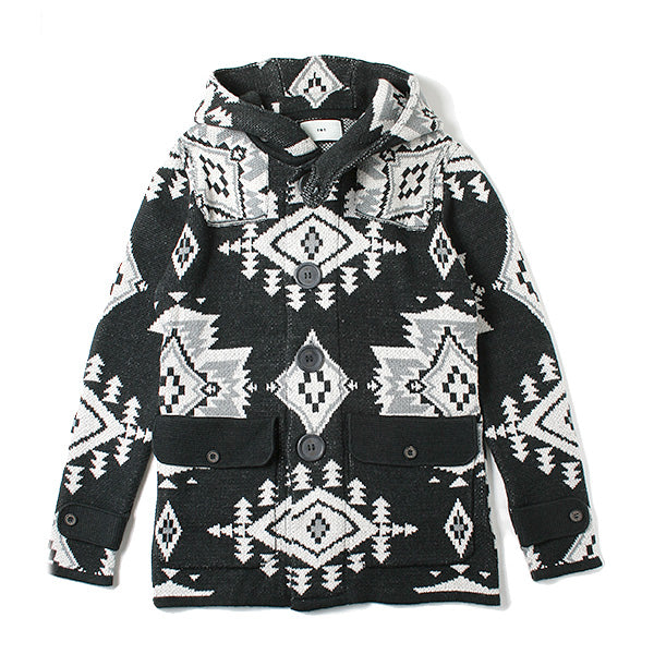 NATIVE JACQUARD KNIT DUFFEL COAT