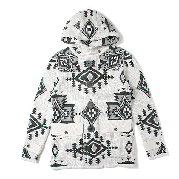 NATIVE JACQUARD KNIT DUFFEL COAT