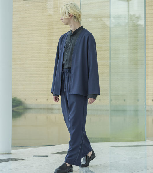 SIDE PIPING EASY PANTS RECYCLE POLYESTER WOOL MESH