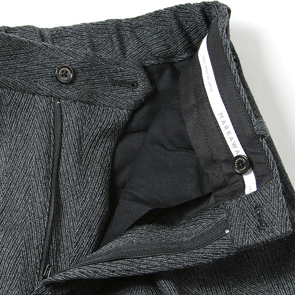 1TUCK PEGTOP BIG HERRINGBONE TWEED